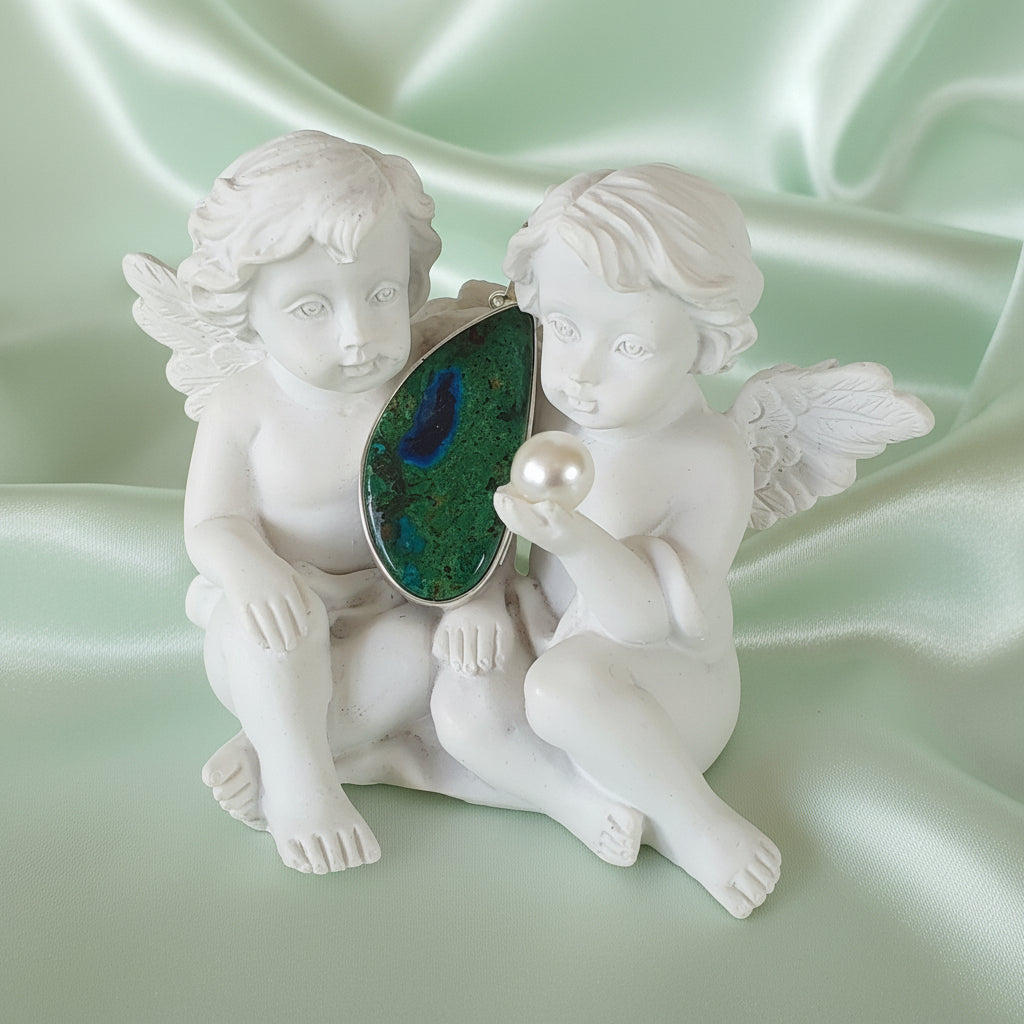 Pendentif Azurite Malachite argent 925