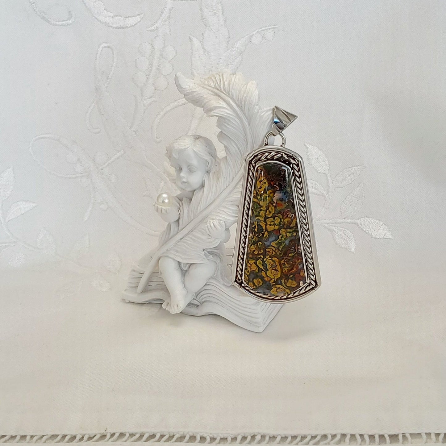 Pendentif Agate mousse multicolore