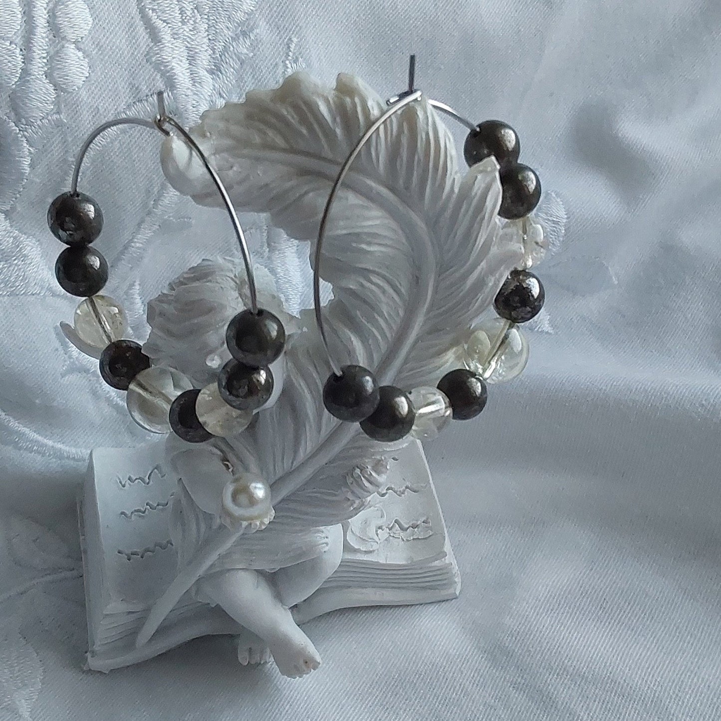 Boucles d'oreilles Pyrite/Citrine naturelle