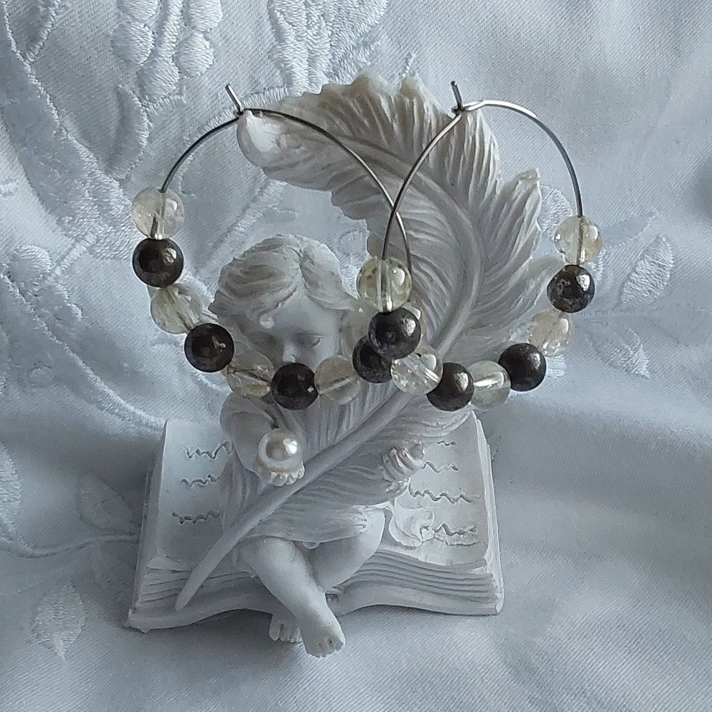 Boucles d'oreilles Pyrite/Citrine naturelle
