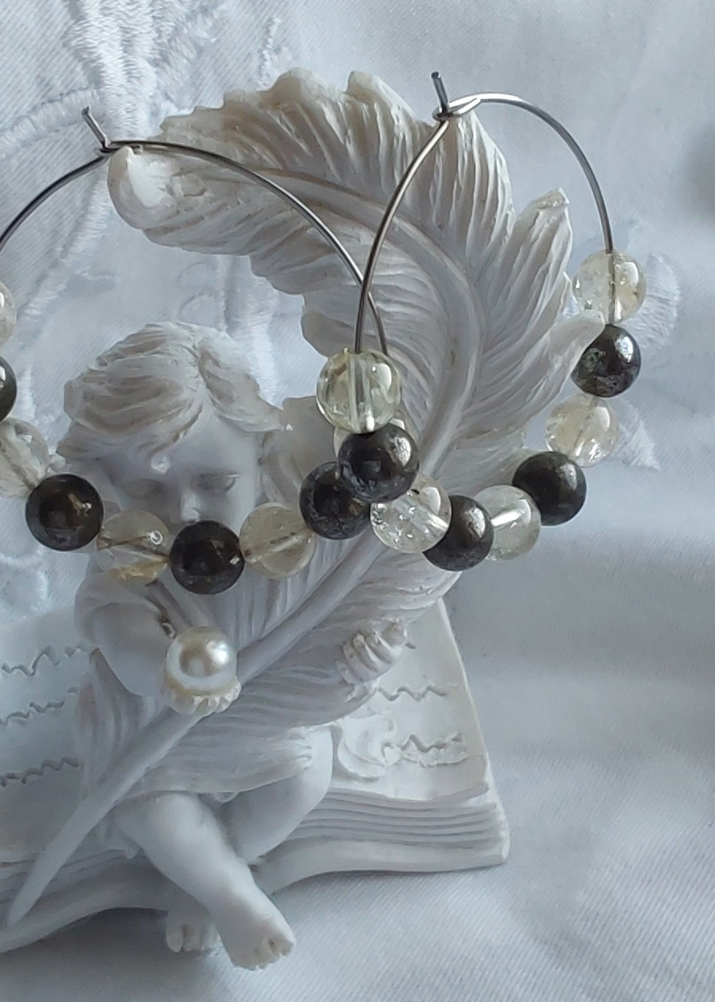Boucles d'oreilles Pyrite/Citrine naturelle
