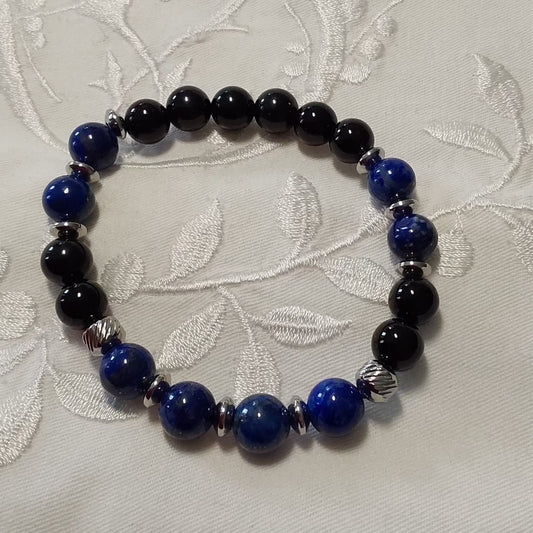 Bracelet Onyx et Lapis Lazuli