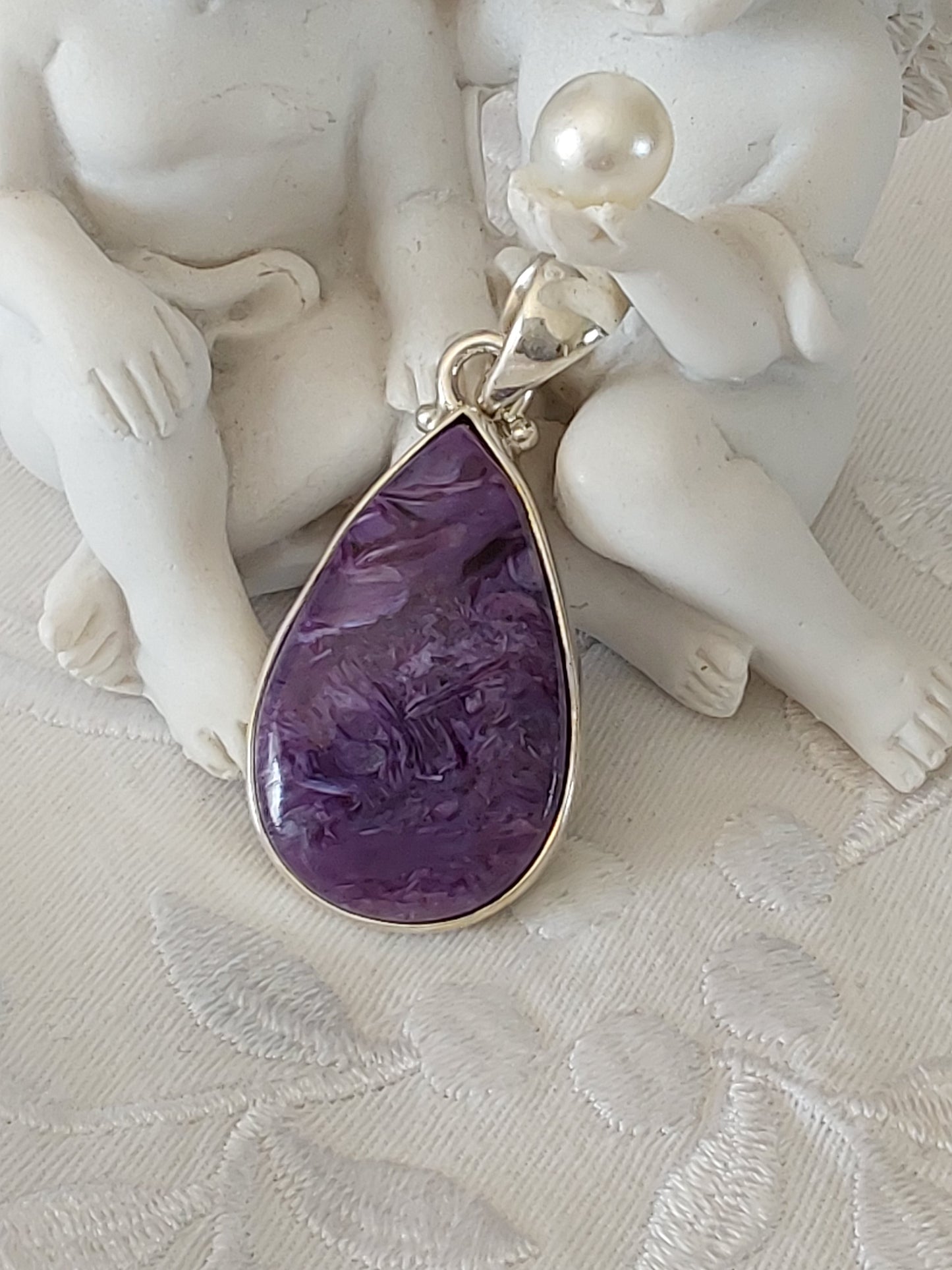 Pendentif  Charoite argent 925