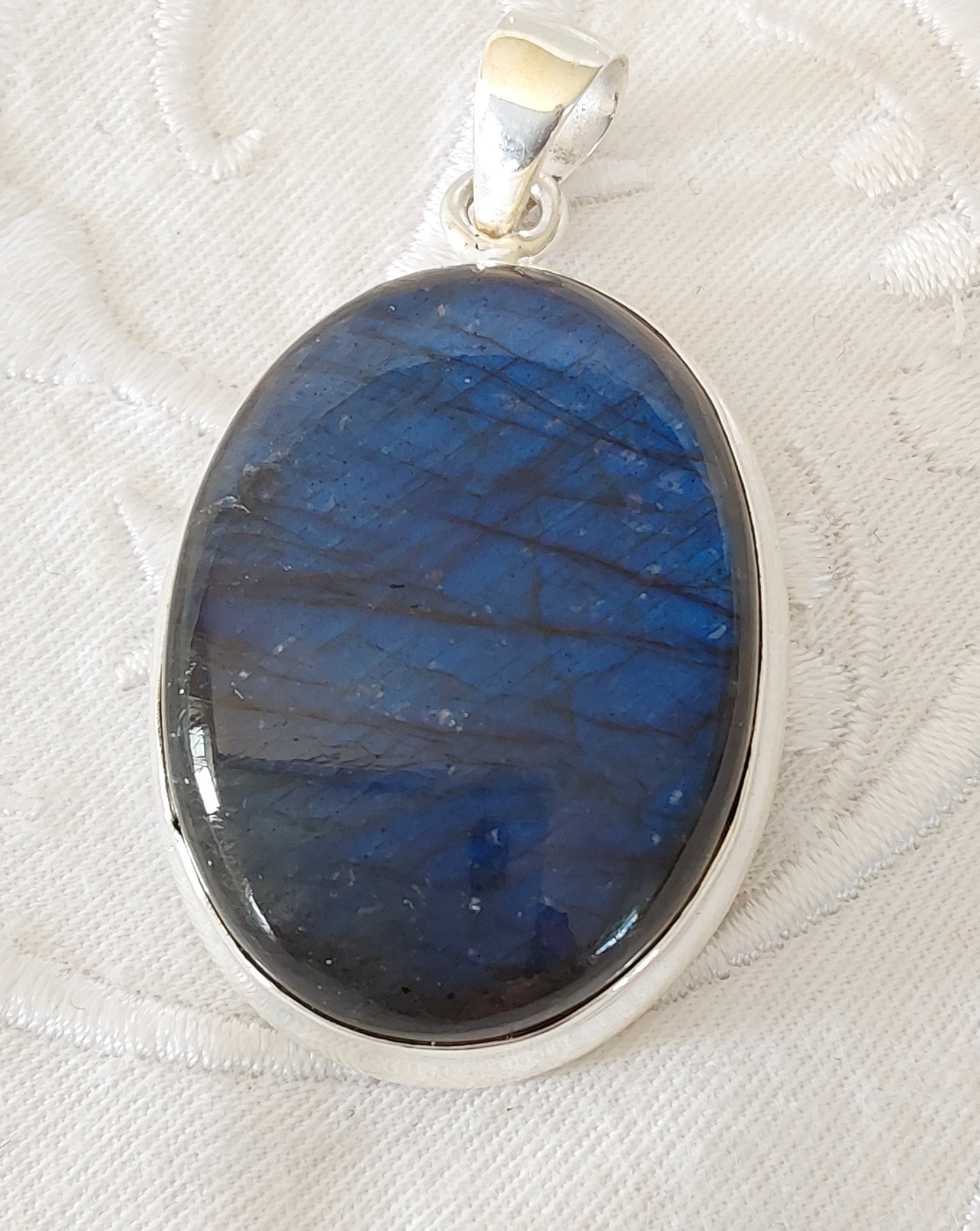 Pendentif  Labradorite  Bleue argent 925