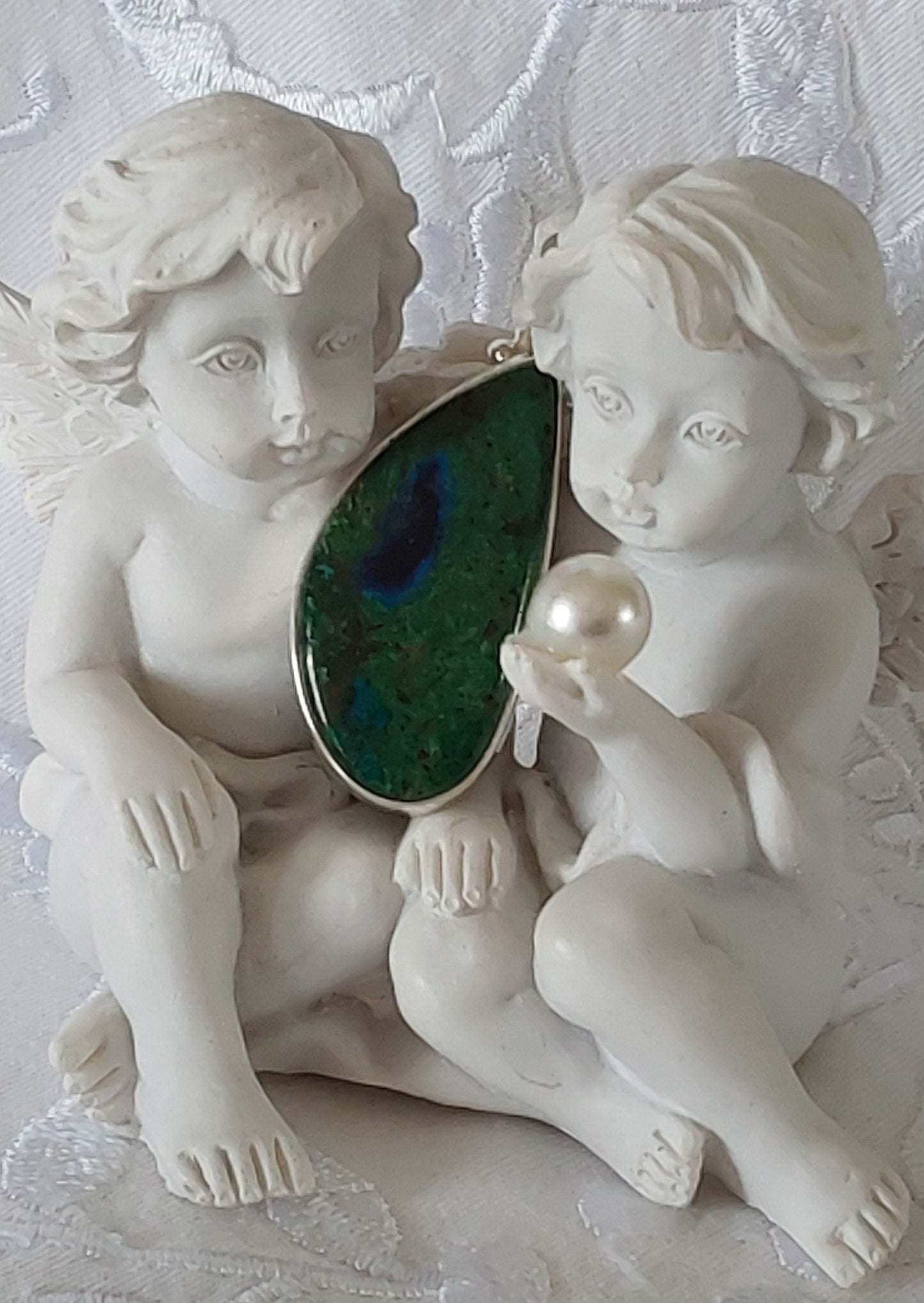 Pendentif Azurite Malachite argent 925