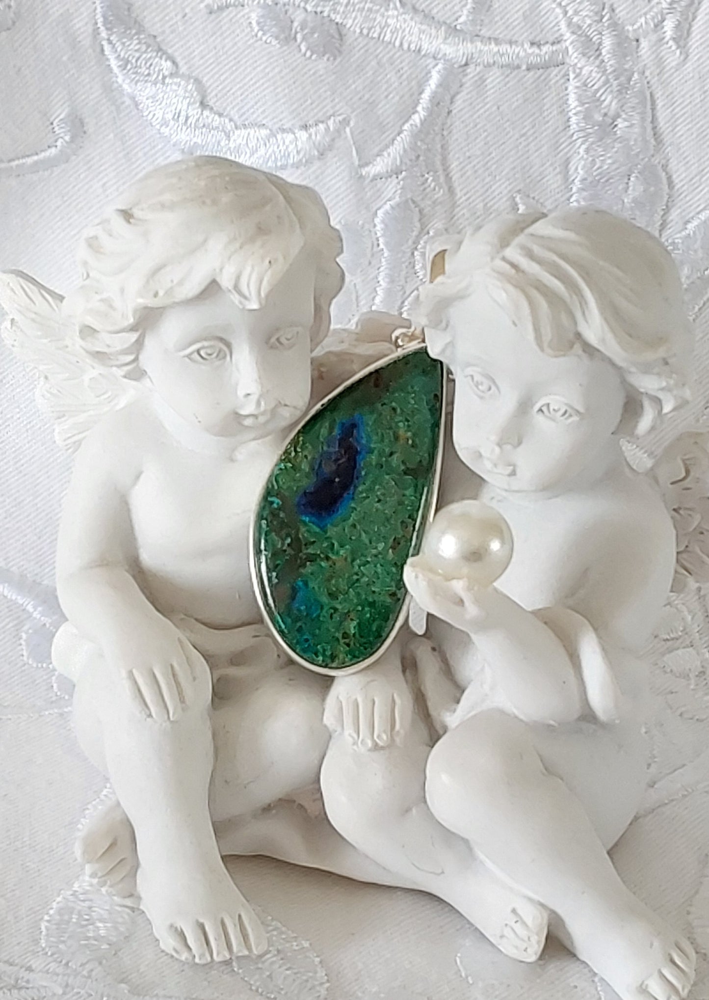 Pendentif Azurite Malachite argent 925