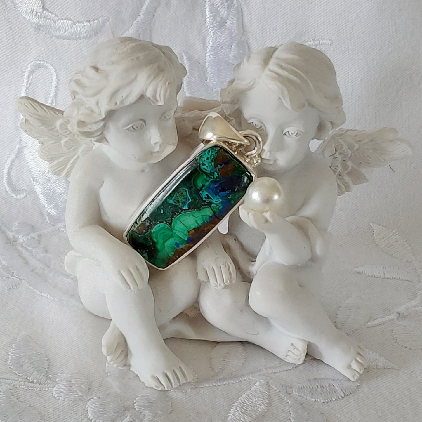 Pendentif Azurite Malachite argent 925