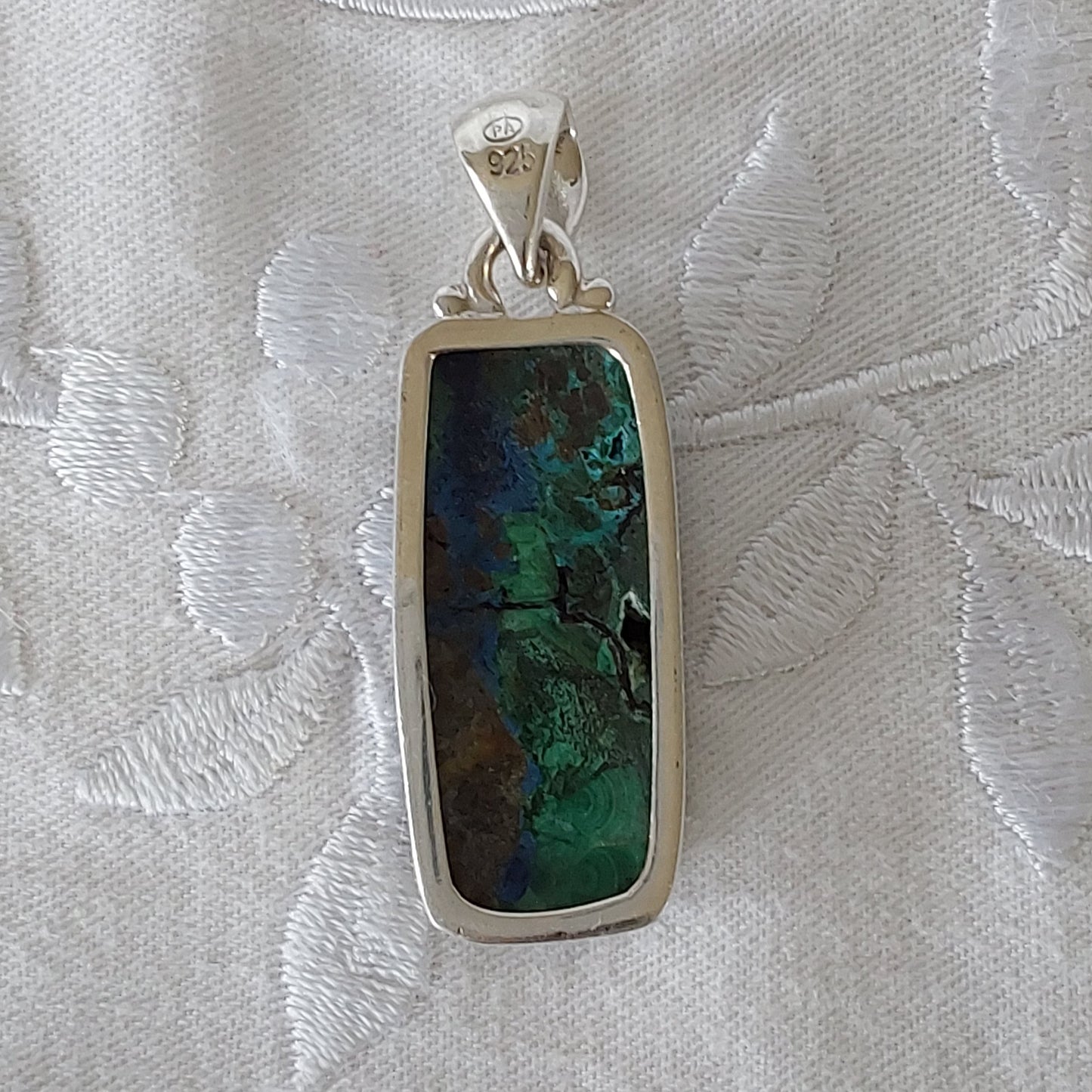 Pendentif Azurite Malachite argent 925