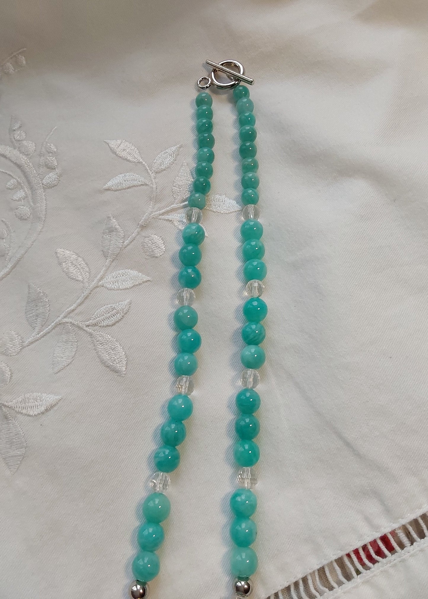 Collier Amazonite + Pendentif Chrysocolle 925