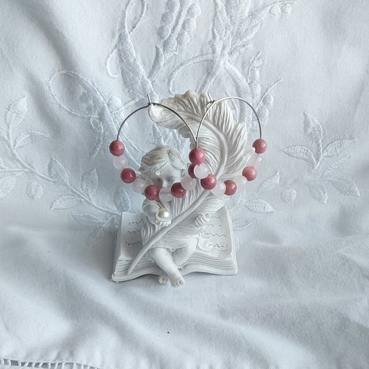 Boucles d'oreilles Rhodonite / Quartz Rose