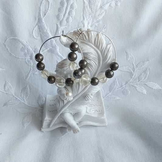 Boucles d'oreilles Pyrite/Citrine naturelle