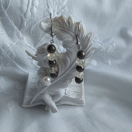 Boucles d'oreilles Pyrite/Citrine naturelle