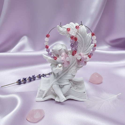 Créoles Quartz rose / Lépidolite