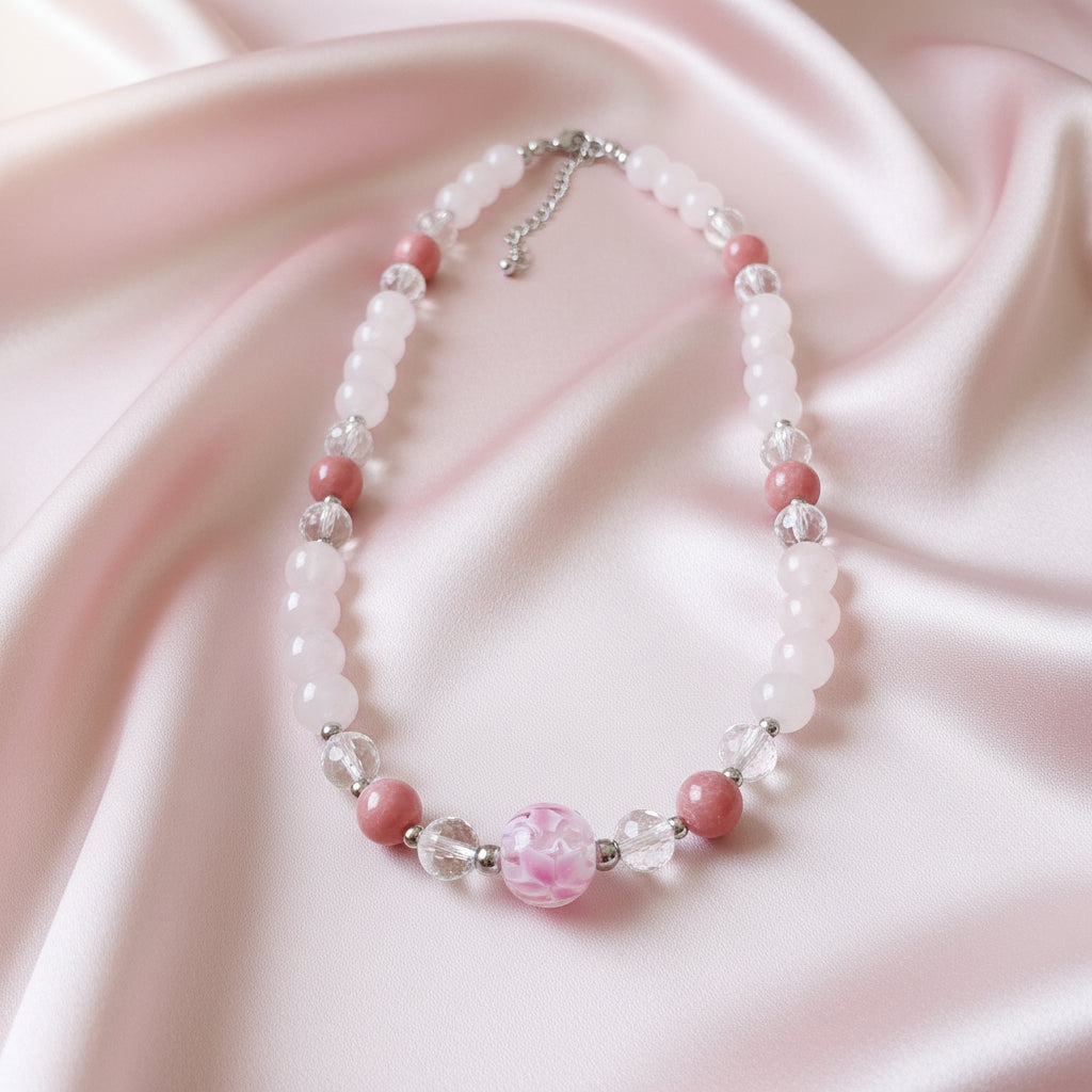 Collier Quartz rose / Thulite