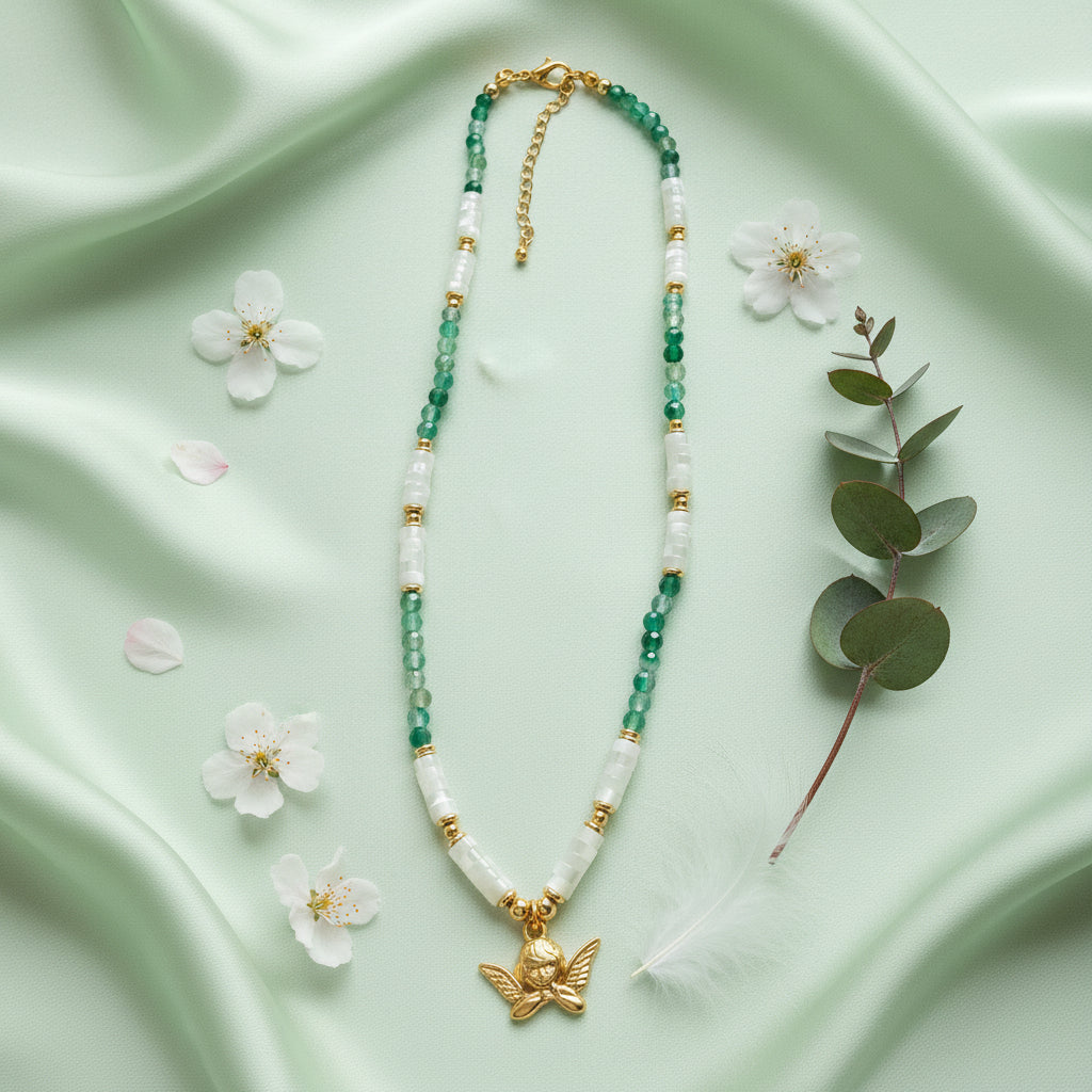 Collier Agate verte / Nacre