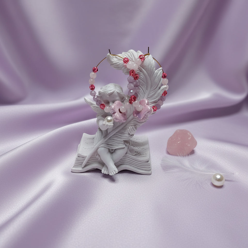 Créoles Lépidolite / Quartz Rose