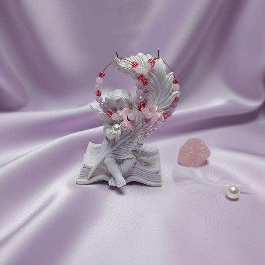 Créoles Lépidolite / Quartz Rose