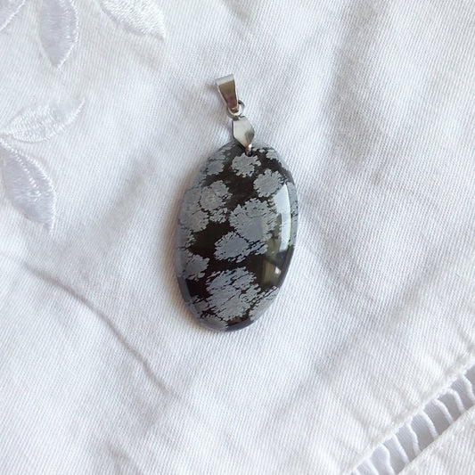 Pendentif Obsidienne Flocon de Neige