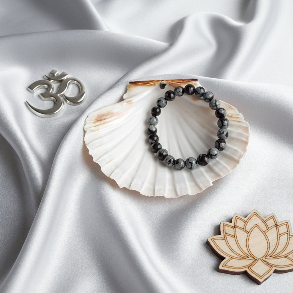 Bracelet Obsidienne Flocon de Neige