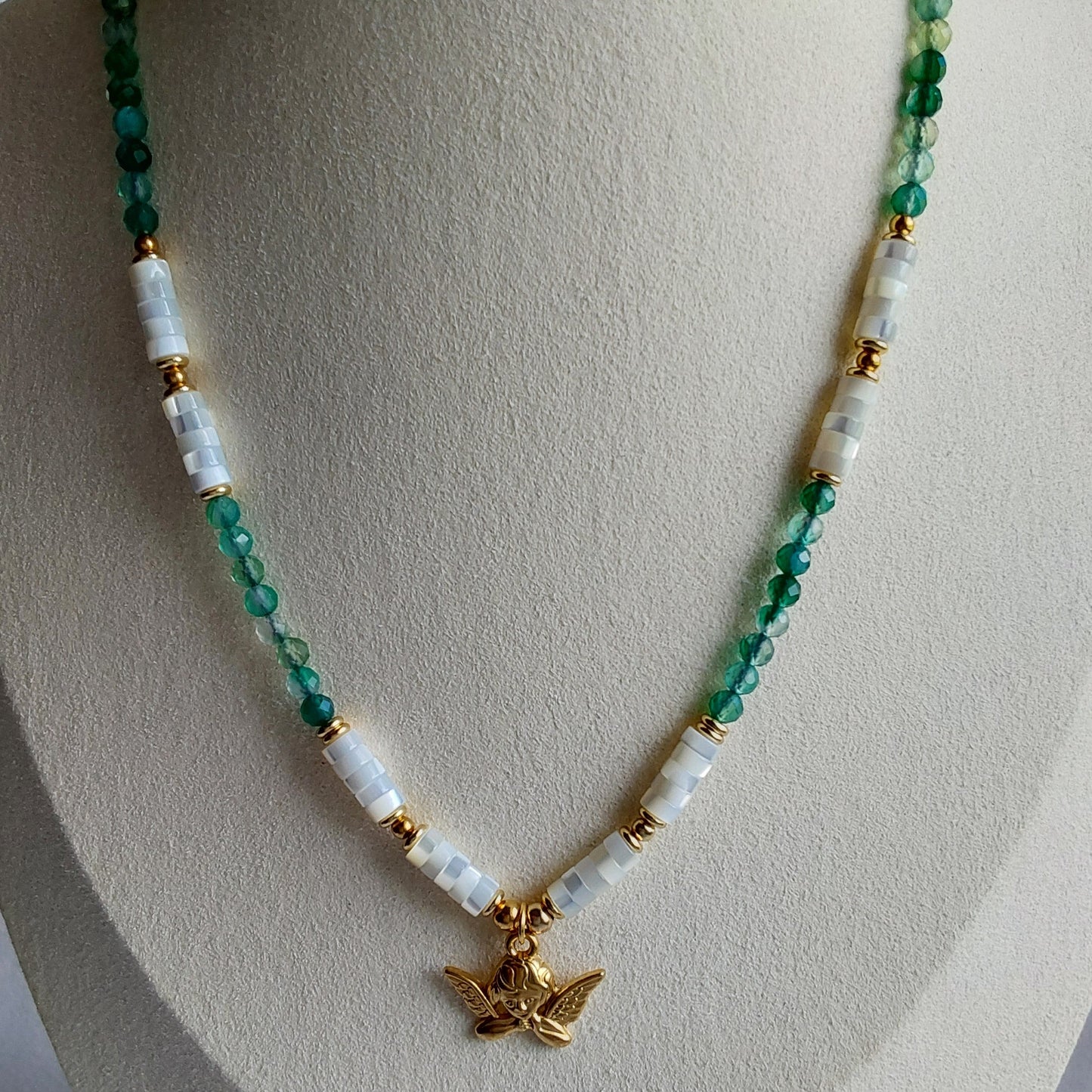 Collier Agate verte / Nacre