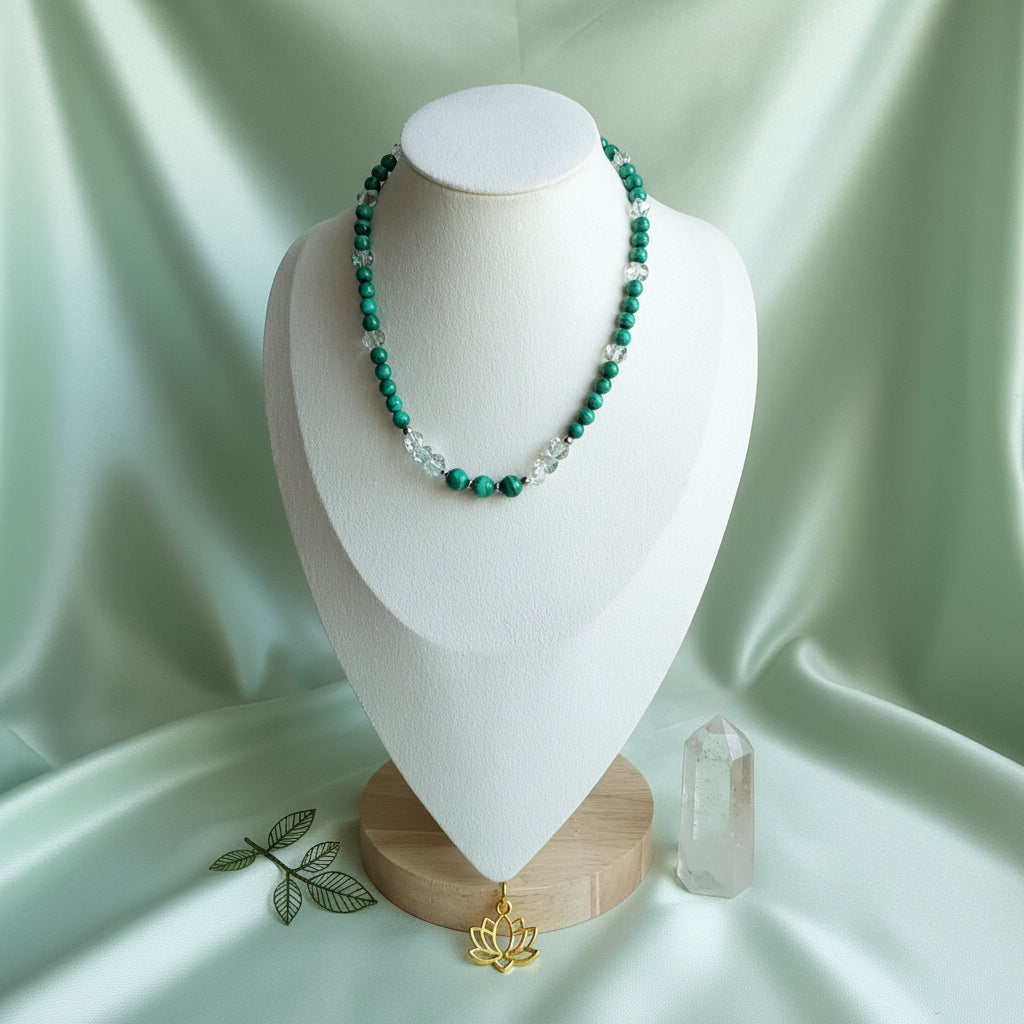 Collier Malachite / Perles de verre