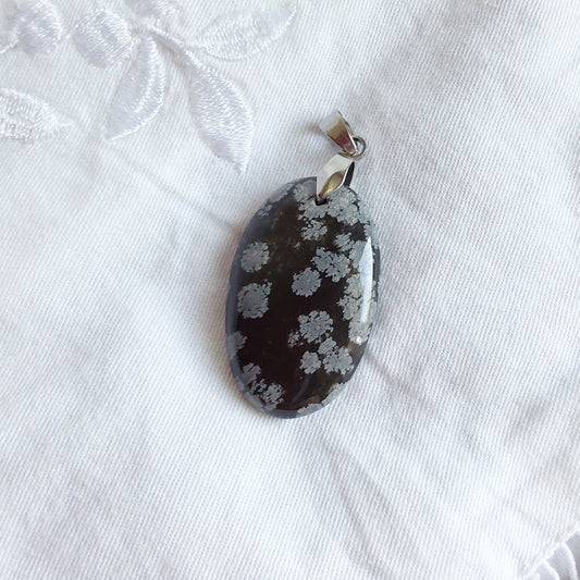 Pendentif Obsidienne Flocon de Neige