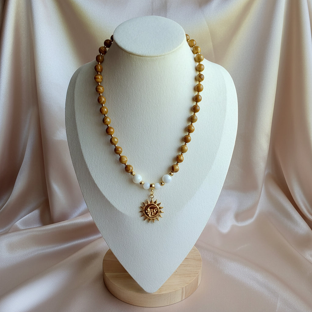 Collier Jaspe Bois / Nacre