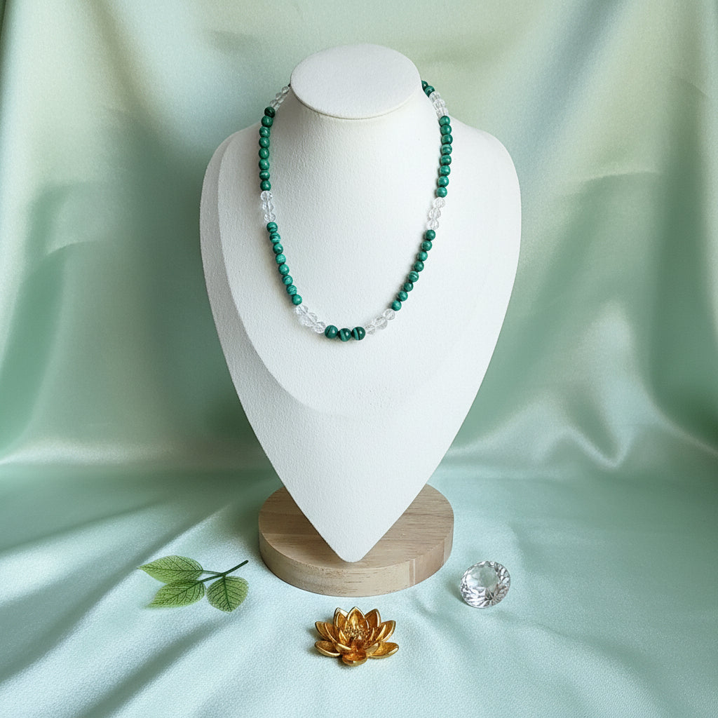 Collier Malachite /Cristal de roche