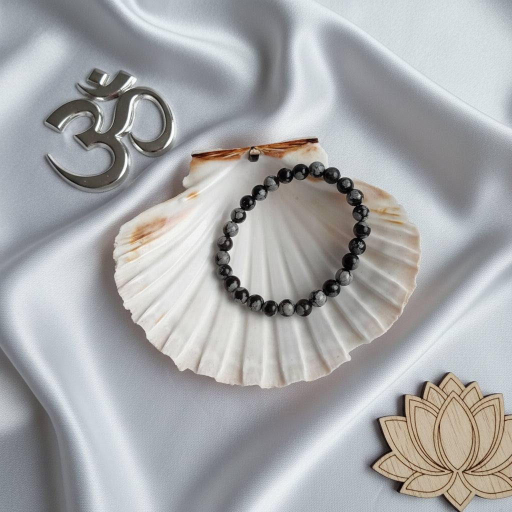 Bracelet Obsidienne Flocon de Neige