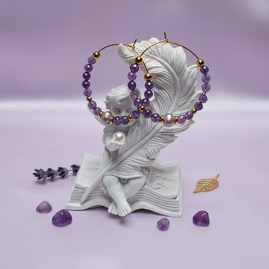 Créoles Améthyste / Perles d'eau douce