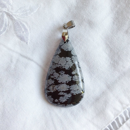Pendentif Obsidienne Flocon de Neige