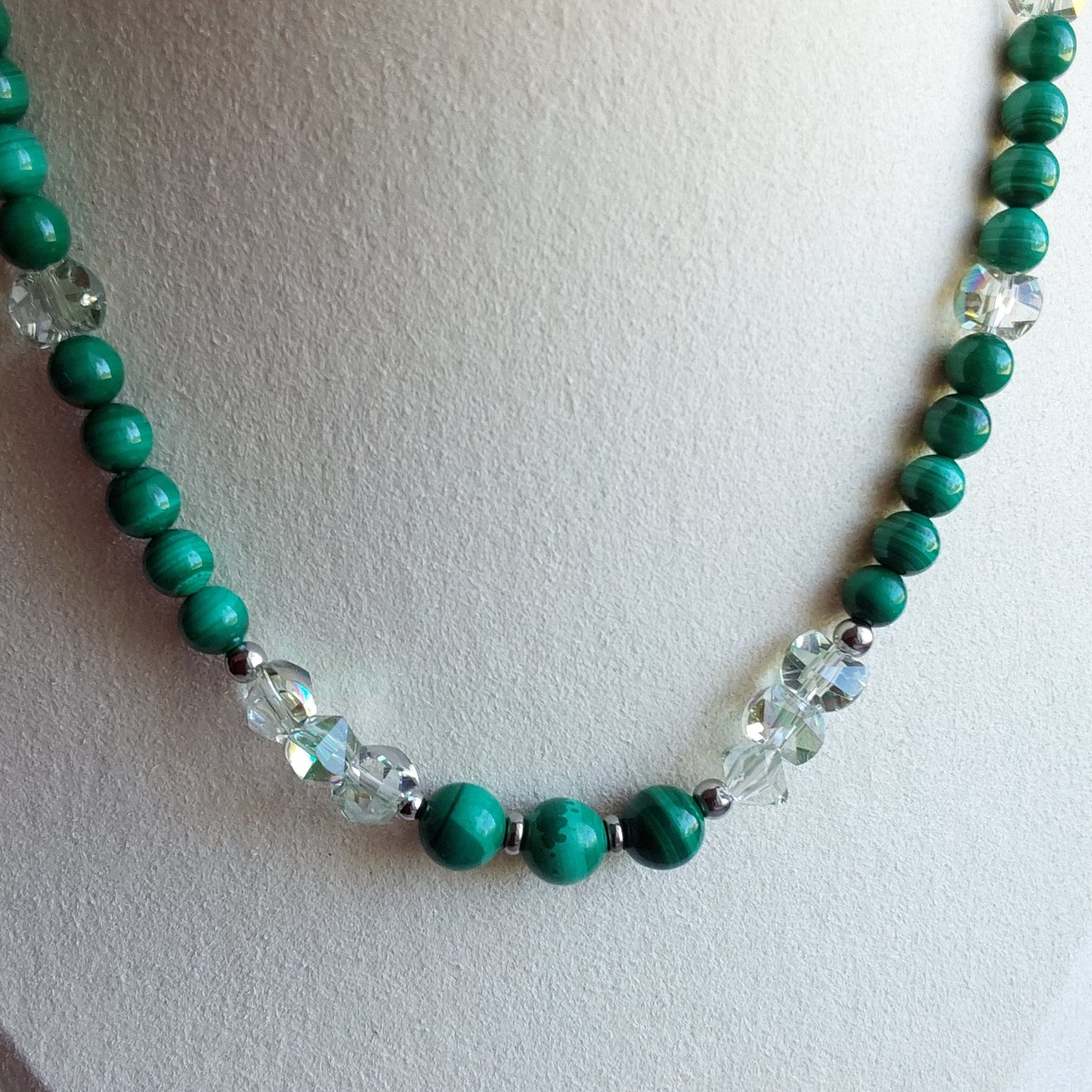 Collier Malachite / Perles de verre