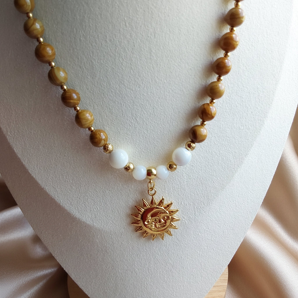 Collier Jaspe Bois / Nacre